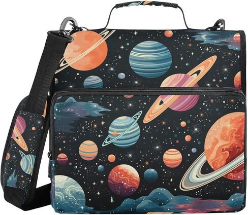 Space Planet Astronomy 3 Ring Zipper Binder with Handle 1.5 inch Binder Organizer, Multi Pockets Office File Folder with Shoulder Strap 500 Sheet Capacity in Saudi Arabia