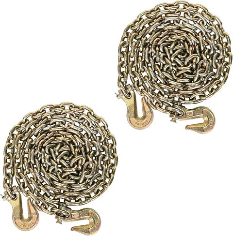 AAIN G80 Heavy Duty Transport Chain 5/16 Inch x 10 Foot, Load Binder Tow Lock Chains with G70 Clevis Grab Hooks, 4,900 lbs Safe Working Load for Loading Tie Down Fixed Cargo Flatbed Truck Trailer in Saudi Arabia