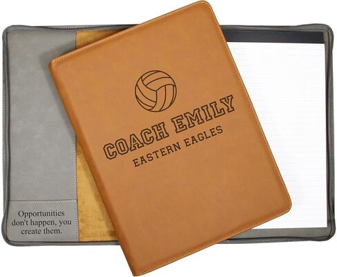 Personalized Volleyball Coach Portfolio – Custom Engraved Vegan Leather Padfolio with Legal Pad – End of Season, Banquet, or Christmas Gift for Volleyball Coach – Bluegrass Laserworks in Saudi Arabia