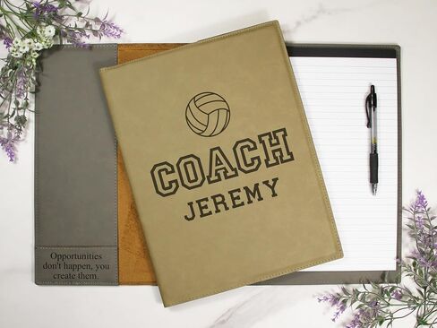 Personalized Volleyball Coach Portfolio – Custom Engraved Vegan Leather Padfolio with Legal Pad – End of Season, Banquet, or Christmas Gift for Volleyball Coach – Bluegrass Laserworks in Saudi Arabia