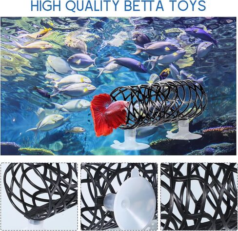 Betta Tunnel & Hammock Set - Black Betta Fish Toys, Safe Bettas Fish Tank Accessories, Bettas Hideout for Small Fishs & Shrimp in Saudi Arabia