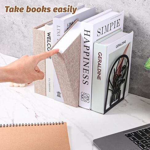 Book Ends, 3 Pair Metal Bookends, Decorative Book Ends for Shelves, Non-Slip Heavy Duty Bookends, Black End to Hold Books for Home Office 6.88 X 4.7 X 3.5 Inch in Kuwait