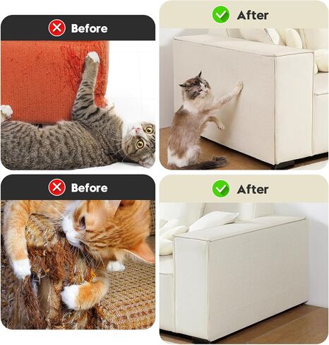 Cat Scratch Furniture Protector – Self-Adhesive Couch & Sofa Scratch Guard, Trimmable Carpet Mat & DIY Cat Tree Climbing Scratcher, 78.7" x 15.8", Beige in Saudi Arabia