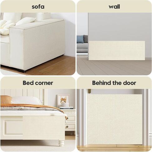 Cat Scratch Furniture Protector – Self-Adhesive Couch & Sofa Scratch Guard, Trimmable Carpet Mat & DIY Cat Tree Climbing Scratcher, 78.7" x 15.8", Beige in Saudi Arabia