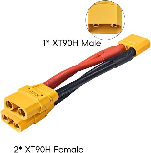 Xt60 Splitter 1 Male to 2 Female Harness Adapter Cable 12 AWG (100mm) for RC UAV Drone DIY Power Cord(1 Pack) in Kuwait