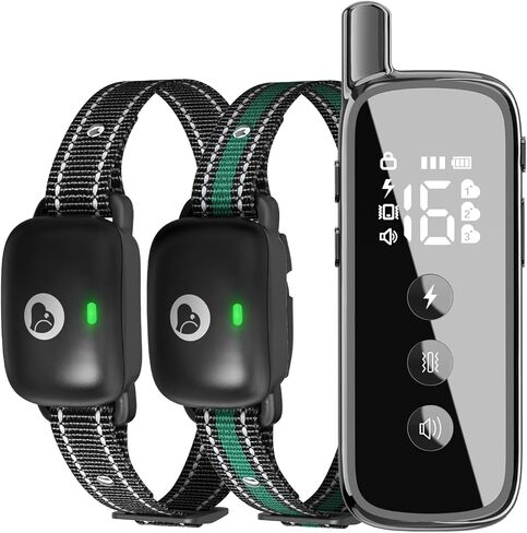 طوق تدريب الكلاب 2 كلاب تم ترقيتها 2600 قدم عن بعد معاد شحنها طوق صدمة كهربائية مقاومة للماء مع صدمة اهتزاز صافرة لجميع الكلاب (5-120 رطل) ، أسود in Kuwait