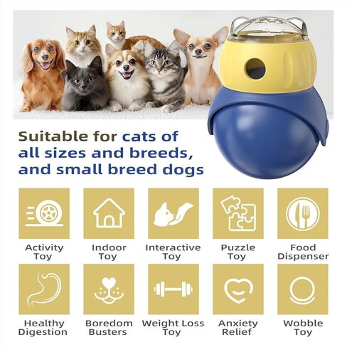 Cat and Small Dog Puzzle Treat Dispenser Toy，Adjustable Food Dispenser，Interactive Slow Feeder Puzzle for IQ Training, Indoor Entertainment and Exercise，Reduces Anxiety for Small Dogs and Cats in Saudi Arabia