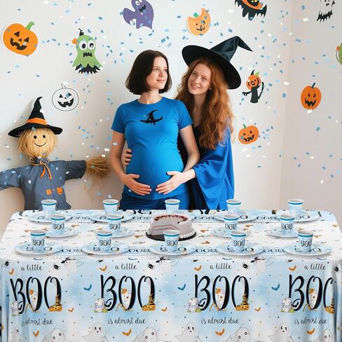 Mehofond Halloween Little Boo Baby Shower Decorations for Boy ، A Boo Little تقريبًا هي لوازم الحفلات الأزرق المتاح مجموعة 169pcs لوحات مناديل مناهضة البلاستيك لحفل استحمام الطفل in Saudi Arabia