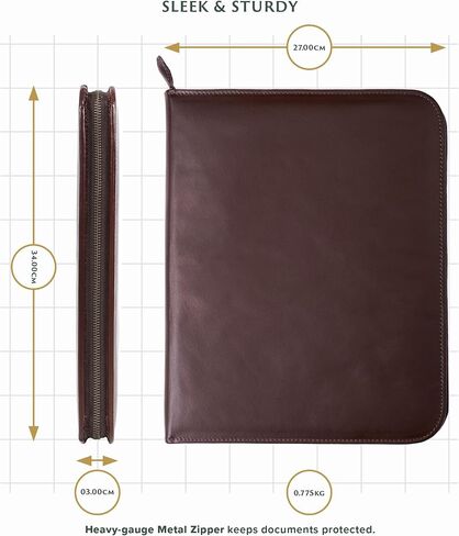 Olde York Leather Padfolio-محفظة جلدية للرجال ، Padfolio للرجال-100 ٪ من الجلد الأصيل من الحبوب [جلد بني داكن] in Kuwait