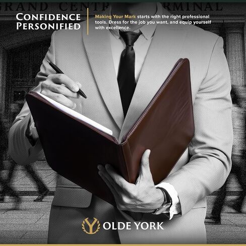 Olde York Leather Padfolio-محفظة جلدية للرجال ، Padfolio للرجال-100 ٪ من الجلد الأصيل من الحبوب [جلد بني داكن] in Kuwait