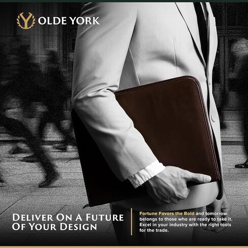 Olde York Leather Padfolio-محفظة جلدية للرجال ، Padfolio للرجال-100 ٪ من الجلد الأصيل من الحبوب [جلد بني داكن] in Kuwait