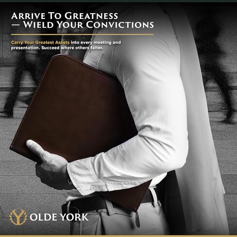 Olde York Leather Padfolio-محفظة جلدية للرجال ، Padfolio للرجال-100 ٪ من الجلد الأصيل من الحبوب [جلد بني داكن] in Kuwait