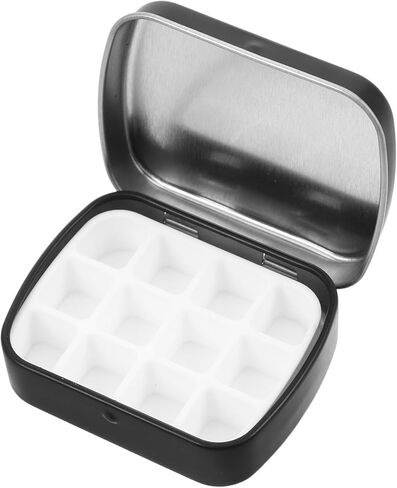 Portable Mini Tin Box: Small 12 Slot Watercolor Palette with Lid - Empty Reusable Paint Organizer for Travel Outdoor Sketching DIY Art in Saudi Arabia
