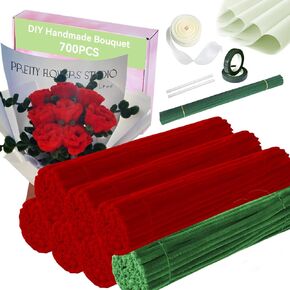 Pipe Cleaners, DIY Flower Bouquet Kit Chenille Stems, Flower Making Kit 400pcs（White and Black） Craft Material, Art and Craft Supplies in Saudi Arabia