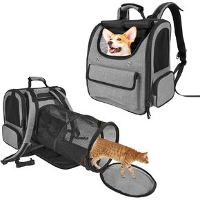 Cat Carrier Backpack for Large Cats Pet Backpack Carrier for Small Dogs, Expandable Cat Backpack Up to 15 Lbs, Foldable Cat Carrying Backpack for Travel Hiking (Black) in Kuwait