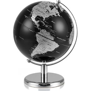 8 "العالم العالمي ، كرة الأرض السوداء مع لهجات فضية ، حامل معدني ، قاعدة غير قابلة للانزلاق والمنطقة الزمنية ، كرات المكتب الزخرفي للمنضدة للفصول الدراسية والمكتب والمنزل in Kuwait