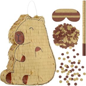 Capybara Piñata with Stick Blindfold, Confetti (15.7" x 12.5" x 3.0 ") Capybara Party Decorations Cute Animal Piñata for Animal Theme Birthday Baby Shower Party Decorations Supplies in Kuwait