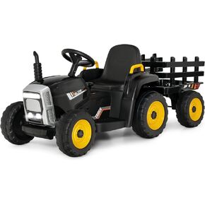 GLACER Kids Ride on Tractor with Trailer, 12V Battery Powered Electric Car w/Remote Control, 3-Gear-Shift, LED Lights, Music & USB, Ride on Toy Ground Loader (Green) in Saudi Arabia