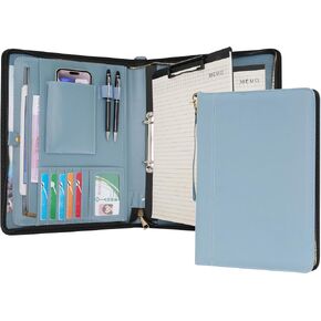 Wason A4 Portfolio with Zipper - Leather PU Padfolio with Detachable Ring Binder and Writing Notepad Holder, Conference File Multi-Pockets Organizer for Office Travel School (Purple) in Saudi Arabia