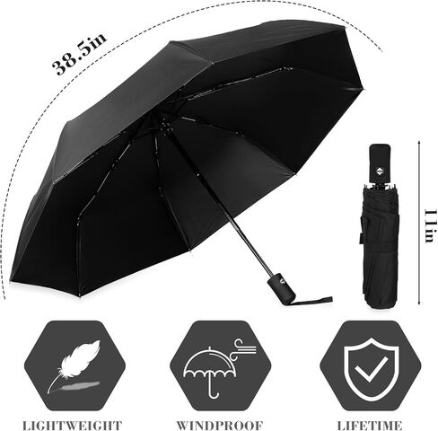 Kajaia 4 Pieces Compact Umbrellas Black Umbrellas for Rain 8 Ribs Windproof Travel Umbrella Automatic Open and Close Umbrellas Lightweight Collapsible Folding Rain Umbrellas for Man Women in Kuwait