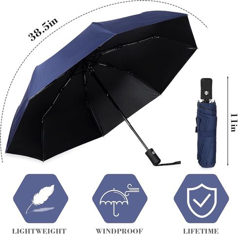 Kajaia 4 Pieces Compact Umbrellas Black Umbrellas for Rain 8 Ribs Windproof Travel Umbrella Automatic Open and Close Umbrellas Lightweight Collapsible Folding Rain Umbrellas for Man Women in Kuwait