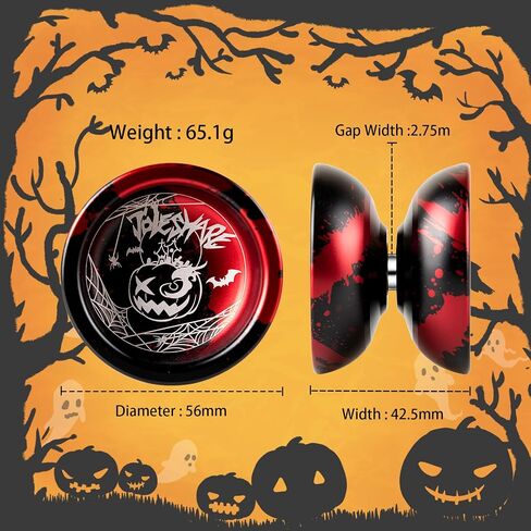 Professional Unresponsive Yoyo X5 for Pros and Responsive Yoyos for Kids Beginners - Replaceable Unresponsive Bearings, Gloves, Removal Bearing Tool and 5 Cords Included (red Black) in Kuwait