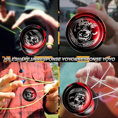 Professional Unresponsive Yoyo X5 for Pros and Responsive Yoyos for Kids Beginners - Replaceable Unresponsive Bearings, Gloves, Removal Bearing Tool and 5 Cords Included (red Black) in Kuwait