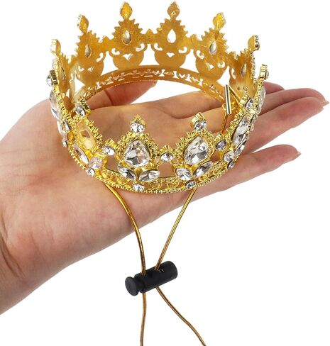 2Pcs Dog Crown for Medium Dogs, Silver Gold Rhinestone Dog Birthday Tiara with Adjustable Strap, Crown for Dogs Cat Pet Birthday Wedding Party Photo Prop Costume in Saudi Arabia
