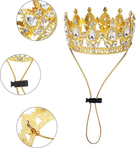 2Pcs Dog Crown for Medium Dogs, Silver Gold Rhinestone Dog Birthday Tiara with Adjustable Strap, Crown for Dogs Cat Pet Birthday Wedding Party Photo Prop Costume in Saudi Arabia