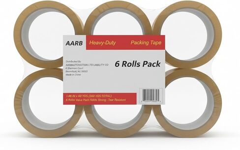 AARB Heavy-Duty Packing Tape, 1.88 Inch x 60 Yards, 6 Rolls, Clear, Tear Resistant in Saudi Arabia