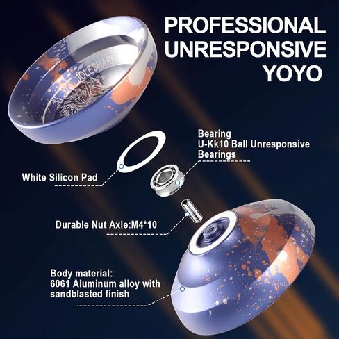 Professional Unresponsive Yoyo X5 for Pros and Responsive Yoyos for Kids Beginners - Replaceable Unresponsive Bearings, Gloves, Removal Bearing Tool and 5 Cords Included (red Black) in Kuwait