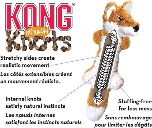 لعبة Kong Scrunch 2 Pack Dog Toy-أفخم خالية من الحشو مع حبال داخلية معقدة و Squeaker-Tug & Chew Toy (Squirrel/Raccoon Combo ، متوسطة/كبيرة) in Saudi Arabia