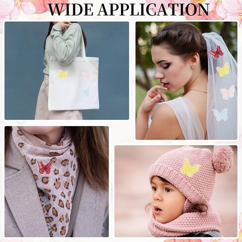 PATIKIL 20Pcs Butterfly Appliques Embellishments, 2 Inches Double Layer Lace Organza Butterfly Patches Sew on Appliques for Wedding Bride Dress Clothes Hat Curtain, Pink in Saudi Arabia