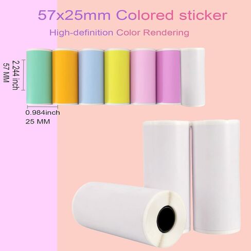 10 لفائف عصا من ورقة ملصق حرارية 57x25mm ، ملصقات ملونة ذاتية اللصق ، ورقة ملصقات طابعة صغيرة صغيرة لتنظيم الدراسة ، DIY ، كاميرات الأطفال ، وملصقات المكاتب in Kuwait