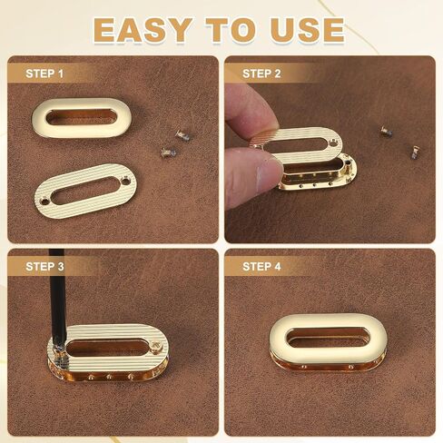 uxcell 4Pcs Screw Together Grommets, 1-15/32 Inch Alloy Screw-in Oval Eyelets Grommets Bag Loop Curtain Grommets for DIY Sewing Clothes Leather Handbag Replacement, Brass in Saudi Arabia