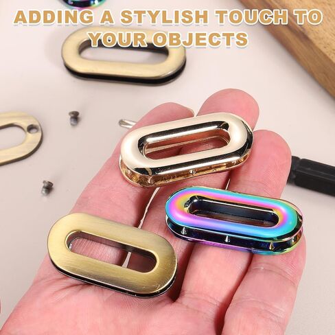uxcell 4Pcs Screw Together Grommets, 1-15/32 Inch Alloy Screw-in Oval Eyelets Grommets Bag Loop Curtain Grommets for DIY Sewing Clothes Leather Handbag Replacement, Brass in Saudi Arabia