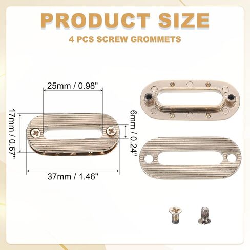 uxcell 4Pcs Screw Together Grommets, 1-15/32 Inch Alloy Screw-in Oval Eyelets Grommets Bag Loop Curtain Grommets for DIY Sewing Clothes Leather Handbag Replacement, Brass in Saudi Arabia