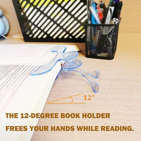Book Page Holders for Reading, Transparent Book Clips - 12°Hands-Free Reading Stand & Page Keeper, Bookmark Holder, Book Opener Holder for Music Books, Cook Books, Piano Book-Blue,2pcs in Saudi Arabia
