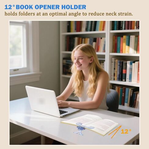 Book Page Holders for Reading, Transparent Book Clips - 12°Hands-Free Reading Stand & Page Keeper, Bookmark Holder, Book Opener Holder for Music Books, Cook Books, Piano Book-Blue,2pcs in Saudi Arabia