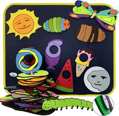 Felt Story Pieces with Board,24 pcs Large Animals Felt Board Set for Toddlers,Preschool,Teachers, Speech, Therapy, Home Travel,Classroom (The Very Hungry Caterpillar) in Saudi Arabia