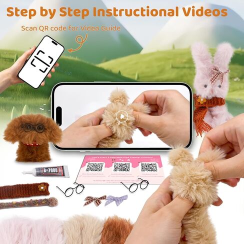 Guwina 23pcs jumbo Pipe Cleaner Animal Craft Kit ، 39.37 '' Long x 0.8 '' Swice Faux Fur Fur Fluffy Chenille ينبع مع ملحقات زخرفية ، و Diy Fuzzy Sticks Supplies مجموعة لصنع الأرانب والكلاب in Kuwait