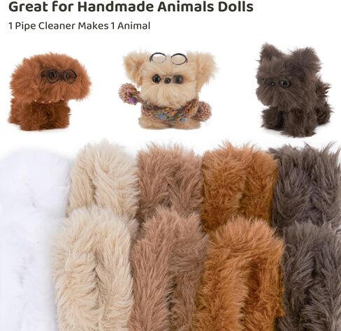 Guwina 23pcs jumbo Pipe Cleaner Animal Craft Kit ، 39.37 '' Long x 0.8 '' Swice Faux Fur Fur Fluffy Chenille ينبع مع ملحقات زخرفية ، و Diy Fuzzy Sticks Supplies مجموعة لصنع الأرانب والكلاب in Kuwait