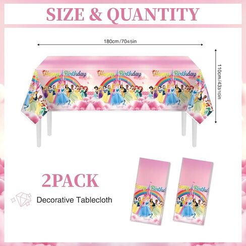 قطعة قماش مائدة الأميرة ، زينة حفلة عيد ميلاد الأميرة ، 70 * 43 بوصة من البلاستي in Kuwait
