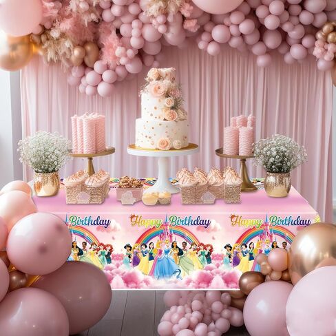 قطعة قماش مائدة الأميرة ، زينة حفلة عيد ميلاد الأميرة ، 70 * 43 بوصة من البلاستي in Kuwait