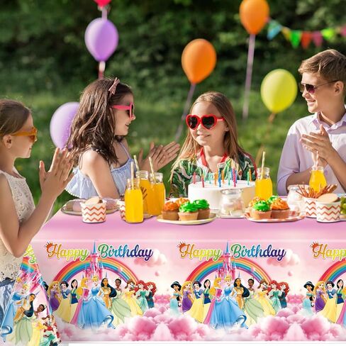 قطعة قماش مائدة الأميرة ، زينة حفلة عيد ميلاد الأميرة ، 70 * 43 بوصة من البلاستي in Kuwait