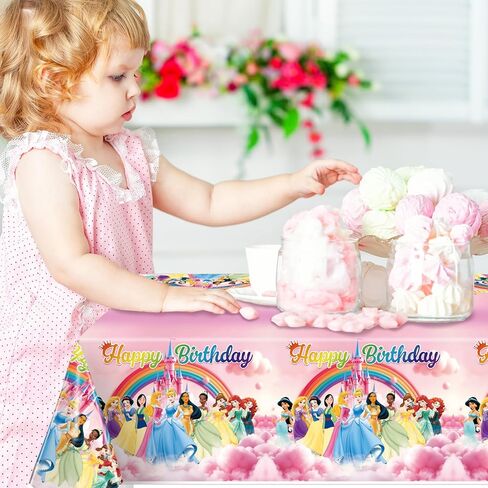 قطعة قماش مائدة الأميرة ، زينة حفلة عيد ميلاد الأميرة ، 70 * 43 بوصة من البلاستي in Kuwait