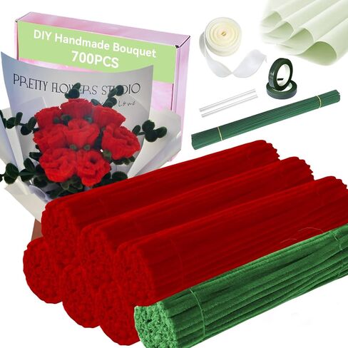 Pipe Cleaners, DIY Flower Bouquet Kit Chenille Stems, Flower Making Kit 400pcs（White and Black） Craft Material, Art and Craft Supplies in Saudi Arabia