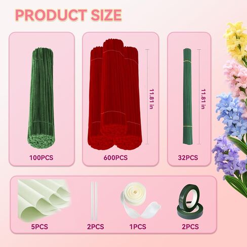 Pipe Cleaners, DIY Flower Bouquet Kit Chenille Stems, Flower Making Kit 400pcs（White and Black） Craft Material, Art and Craft Supplies in Saudi Arabia