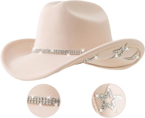 Jastore Kids Girls Boys Bling Rhinestone Western Cowgirl Hat Sparkly Star Disco Cowboy Hat in Saudi Arabia