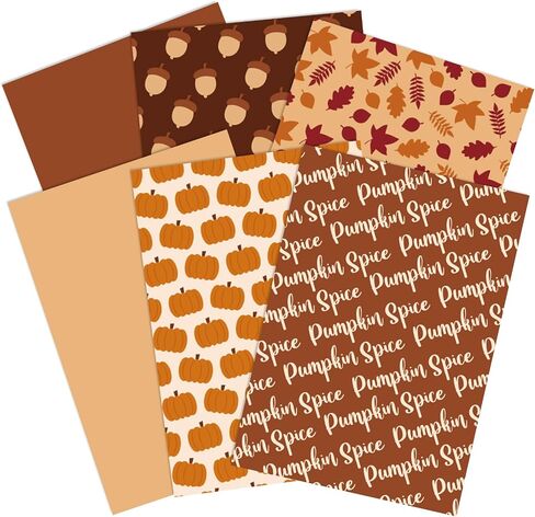 Whaline 90 Sheet Fall Tissgiving Paper Pumpkin Maple Leaves Acorn Wapp Paper Brown Khaki Colors Paper for DIY Autumn Flapp Birthday Party Crafts ، 13.8 × 19.7in (6 تصاميم) in Kuwait